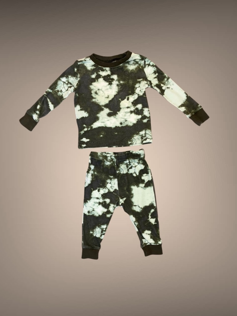Tucker + Tate Kids' Olive Tie-Dye Pajama 2 Piece Set, Size 6-12 Months
